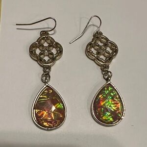 Golden and Multicolor Teardrop Earrings EUC